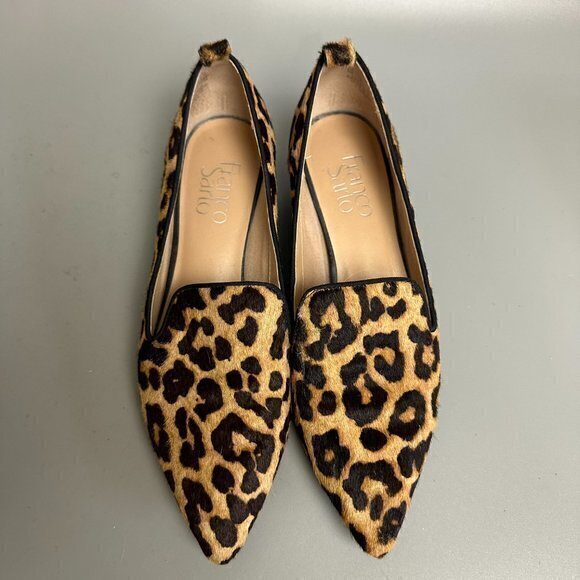 Franco Sarto shoes women 6M Vianna Cow Fur metallic block heel leopard pointy - Picture 5 of 9